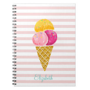 Aquarelleis, rosa Streifen Notizblock