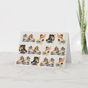 Aquarelleis-Skate mit Herbstleaves-Muster Karte