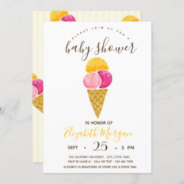 Aquarelleis, Streifen Babydusche Einladung