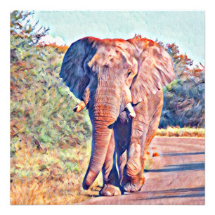 Aquarellelefant Fotodruck