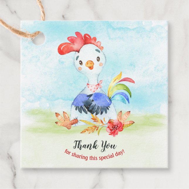 Aquarellenbauernhof Vielen Dank Geschenkanhänger (Vorderseite)