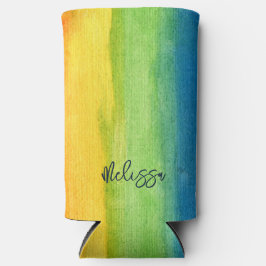 Aquarellenbogen Farbiger Personalisierter Keepake Selters Dosenkühler