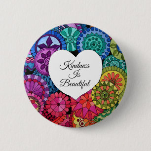 Aquarellenbogen Mandala mit Herz Button