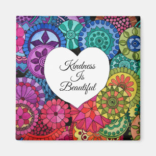 Aquarellenbogen Mandala mit Herz Magnet