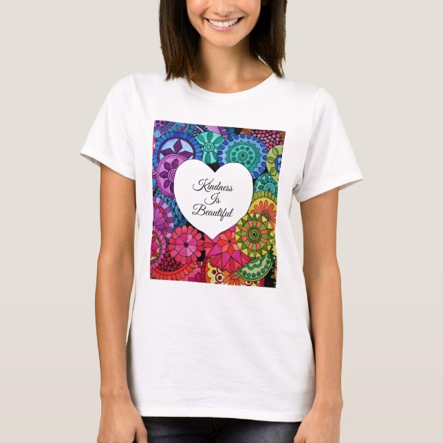 Aquarellenbogen Mandala mit Herz T-Shirt (Vorderseite)
