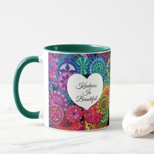 Aquarellenbogen Mandala mit Herz Tasse