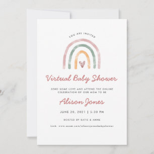 Aquarellenbogen Virtual Baby Dusche Ankündigung
