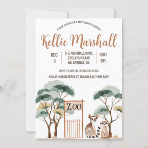 Aquarellenfamilie, Zoo, Babydusche Einladung