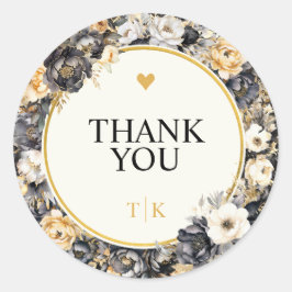 Aquarellenfänger Monogram Danke-Aufkleber Runder Aufkleber