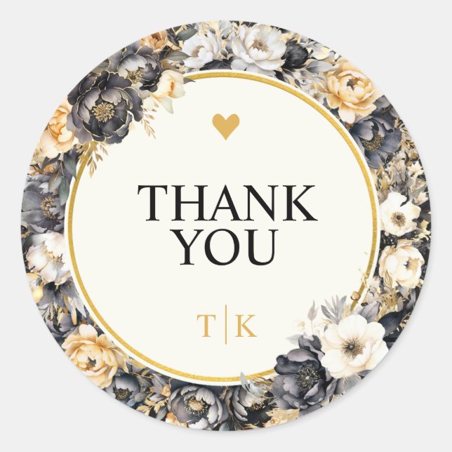 Aquarellenfänger Monogram Danke-Aufkleber Runder Aufkleber (Vorderseite)