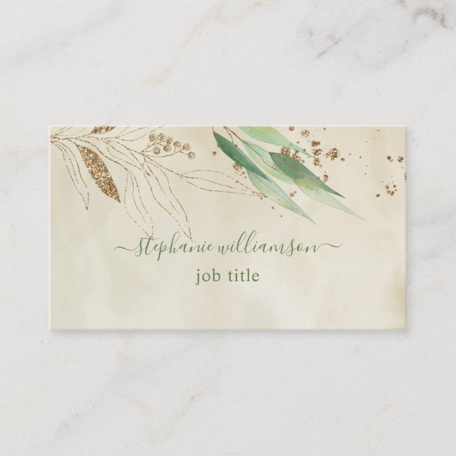 Aquarellenkarte & Gold Business Card Visitenkarte (Vorderseite)
