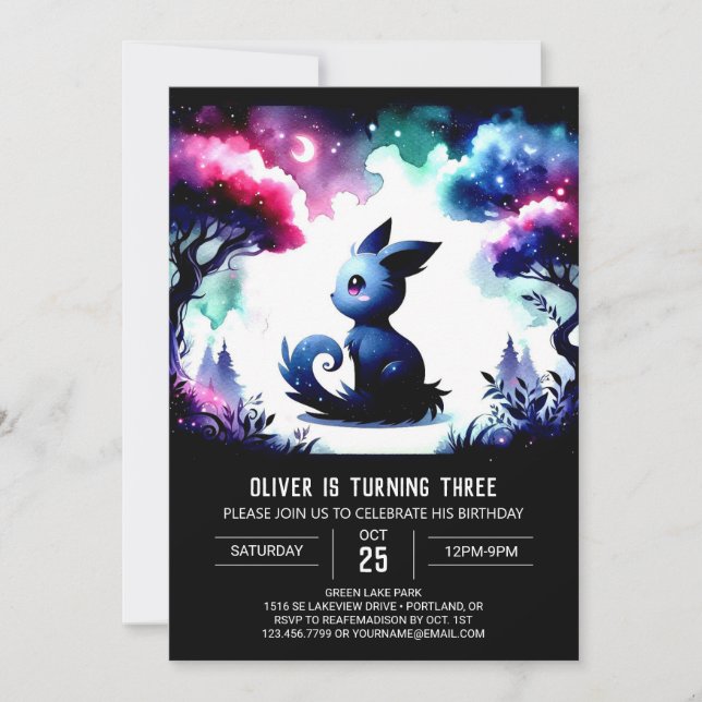 Aquarellenkatze Geburtstag Einladung (Vorderseite)