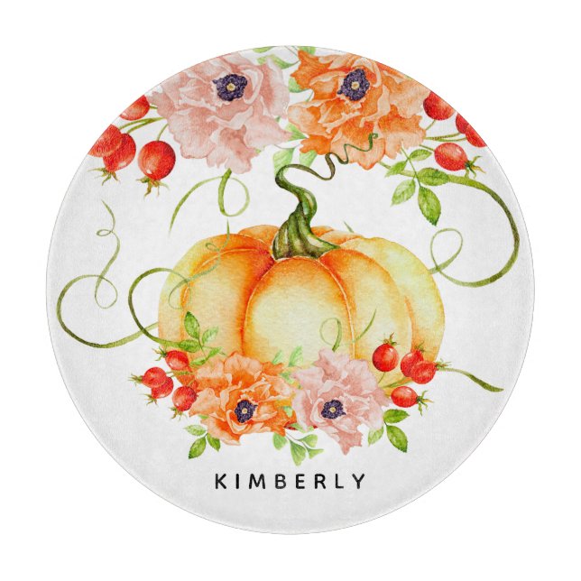 Aquarellenkürbis Schneidebrett (Vorderseite)