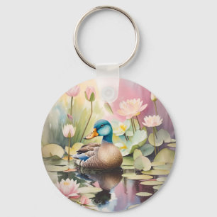 Aquarellente auf einem Teich Schlüsselanhänger