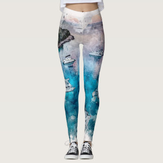 Aquarellentwurf durch Le Caviar Catamaran Adria Leggings