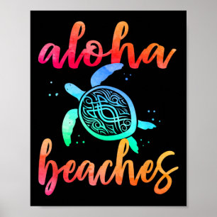 Aquareller Aloha Strände Schildkröten Shirt Hawaii Poster