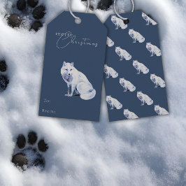 Aquareller Arctic Fox Weihnachten Geschenkanhänger