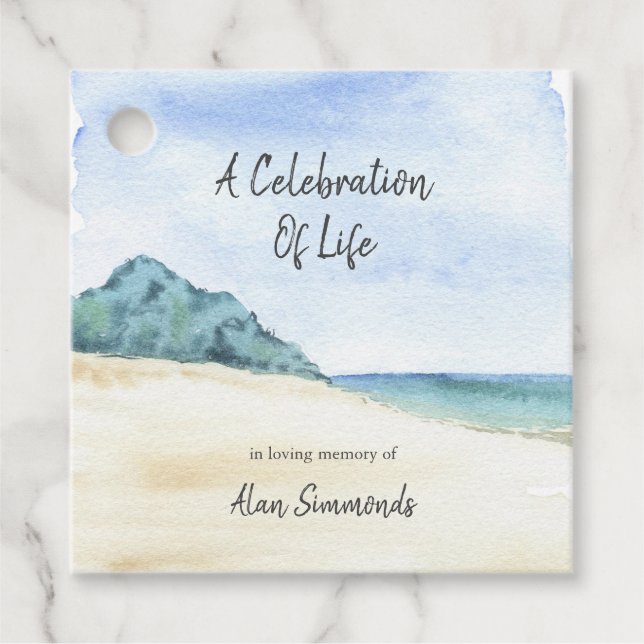 Aquareller Beach-Szene Geschenkanhänger (Vorderseite)