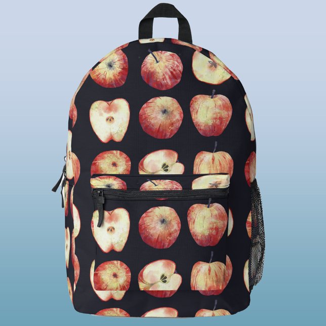 Aquareller Bedruckter Rucksack (Apple watercolor dark background backpack, perfect for school)