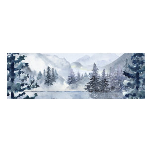 Aquareller Bergsee Winterlandschaft Fotodruck