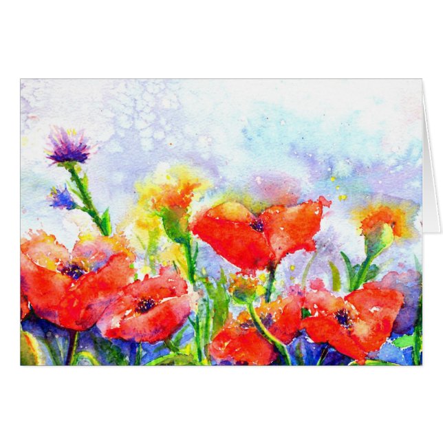 Aquareller Blumengarten - Mohnfelder (Vorderseite (Horizontal))