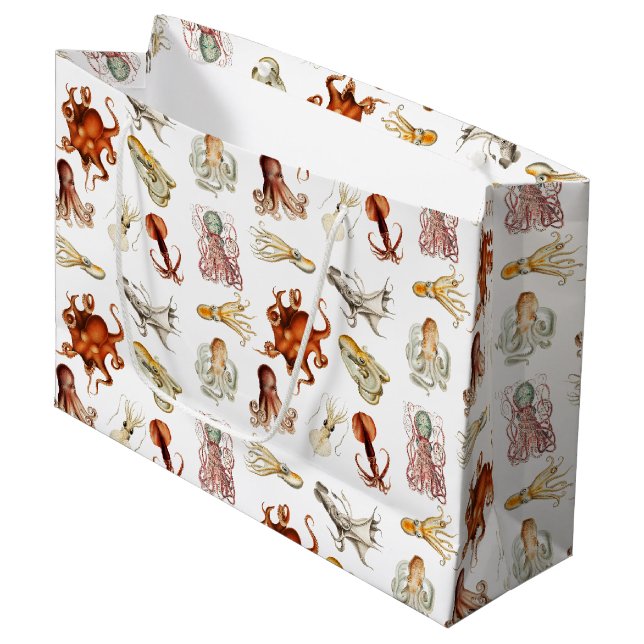 Aquareller Cephalopod Große Geschenktüte (Vorderseite Schrägansicht)