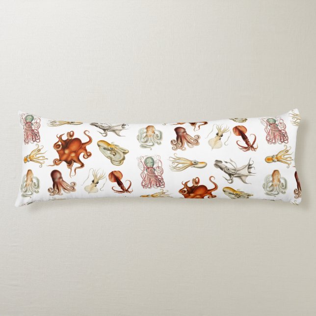 Aquareller Cephalopod Seitenschläferkissen (Vorderseite)