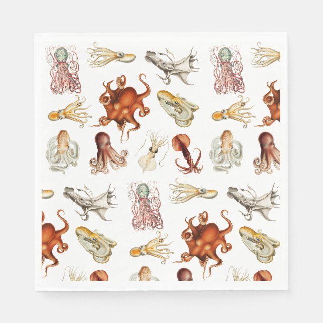 Aquareller Cephalopod Serviette (Vorderseite)
