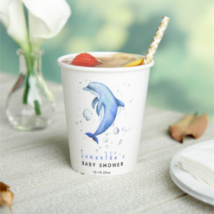 Aquareller-Delphin-Babydusche Pappbecher