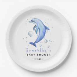 Aquareller-Delphin-Babydusche Pappteller