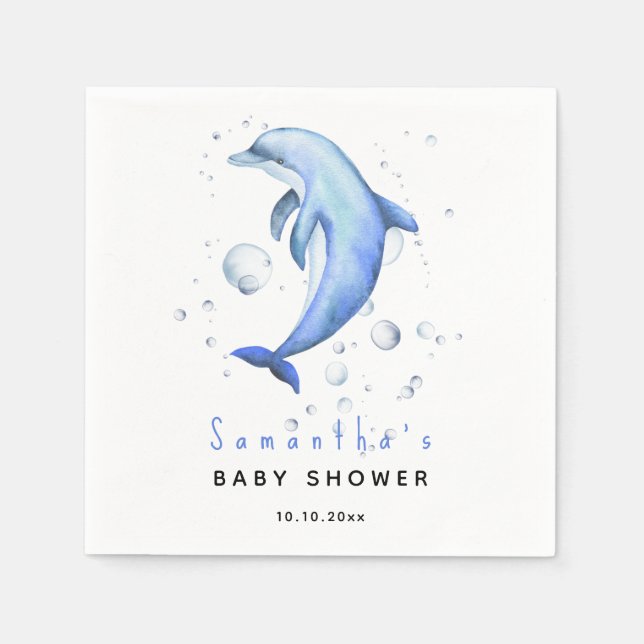 Aquareller-Delphin-Babydusche Serviette (Vorderseite)