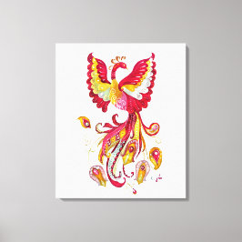 Aquareller-Firebird oder Phoenix-Fantasie-Kreatur Leinwanddruck