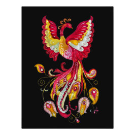 Aquareller-Firebird oder Phoenix-Fantasie-Kreatur Poster