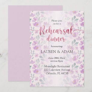 Aquareller-Fliesen-Lila und rosa Blumenmuster Einladung