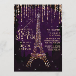 Aquareller Glitzer Paris Eiffelturm Süß 16 Einladung