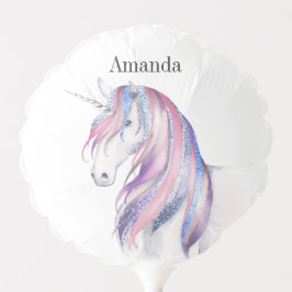 Aquareller Glitzer Unicorn Winterurlaub Geburtstag Ballon