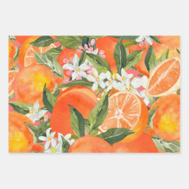Aquareller Grapefruitrus Moderne tropische Geschenkpapier Set