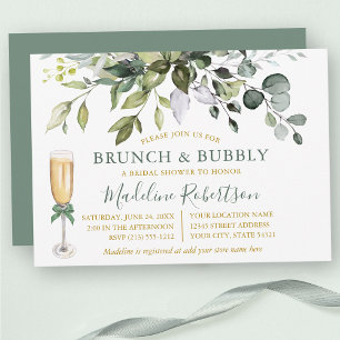 Aquareller Grüne Sage Green Gold Bridal Brunch Einladung