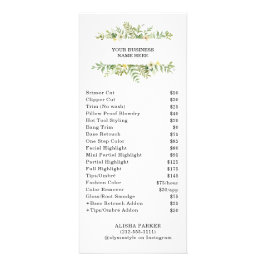 Aquareller Grüner Foliage Salon Werbekarte