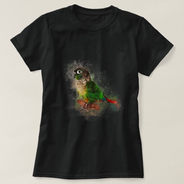 Aquareller Grüner Kornpapagei T-Shirt (Design vorne)