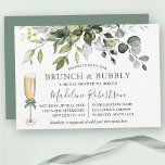 Aquareller Grünpflanzen Sage Green Bridal Brunch Einladung<br><div class="desc">Die moderne Elegant Watercolor Botanical Greenery Brautparty Brunch & Bubbly Invitation Card beinhaltet Eukalyptus-Blätter,  grünes botanisches Blattwerk,  staubblaue Blätter und andere wunderschöne botanische Pflanzen. Trendy Kalligrafie Script. Champagnerglas mit Sage Green Bow.</div>