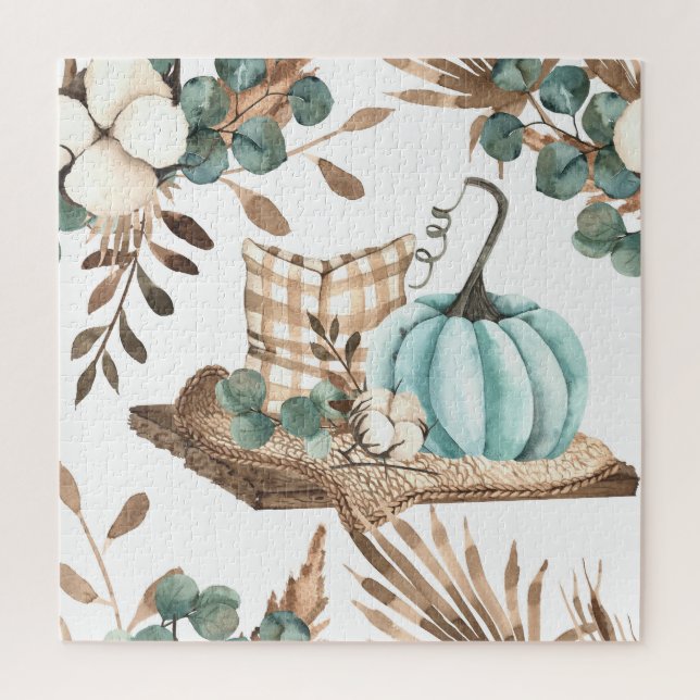 Aquareller Herbst: Farbiges Pumpkinemodell Puzzle (Vertikal)