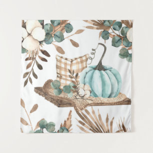 Aquareller Herbst: Farbiges Pumpkinemodell Wandteppich