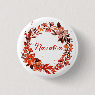 Aquareller Herbst Florals Individuelle Name Button