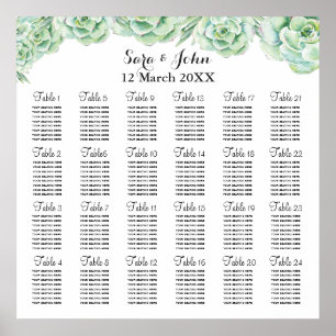 Aquareller Hochzeitsplan Poster