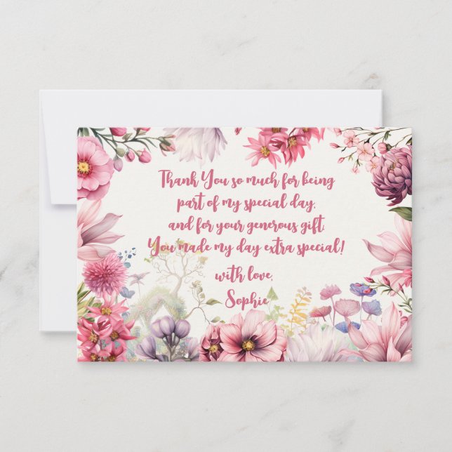 Aquareller-Kindergeburtstag im Garten Dankeskarte (Vorderseite)