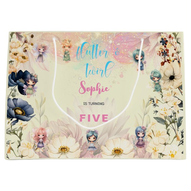 Aquareller-Kindergeburtstag im Garten Große Geschenktüte (Vorderseite)