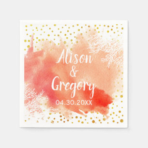 Aquareller Korallenriff Goldmedaille Konfetti Hoch Serviette