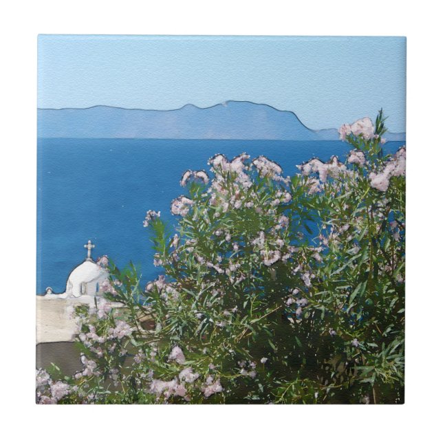 Aquareller Meerblick Fliese (Vorderseite)