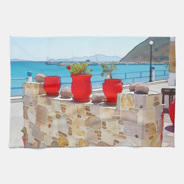 Aquareller Meerblick Handtuch (Horizontal)